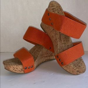 Lucky Brand Cork Wedges Orange - summer is coming!